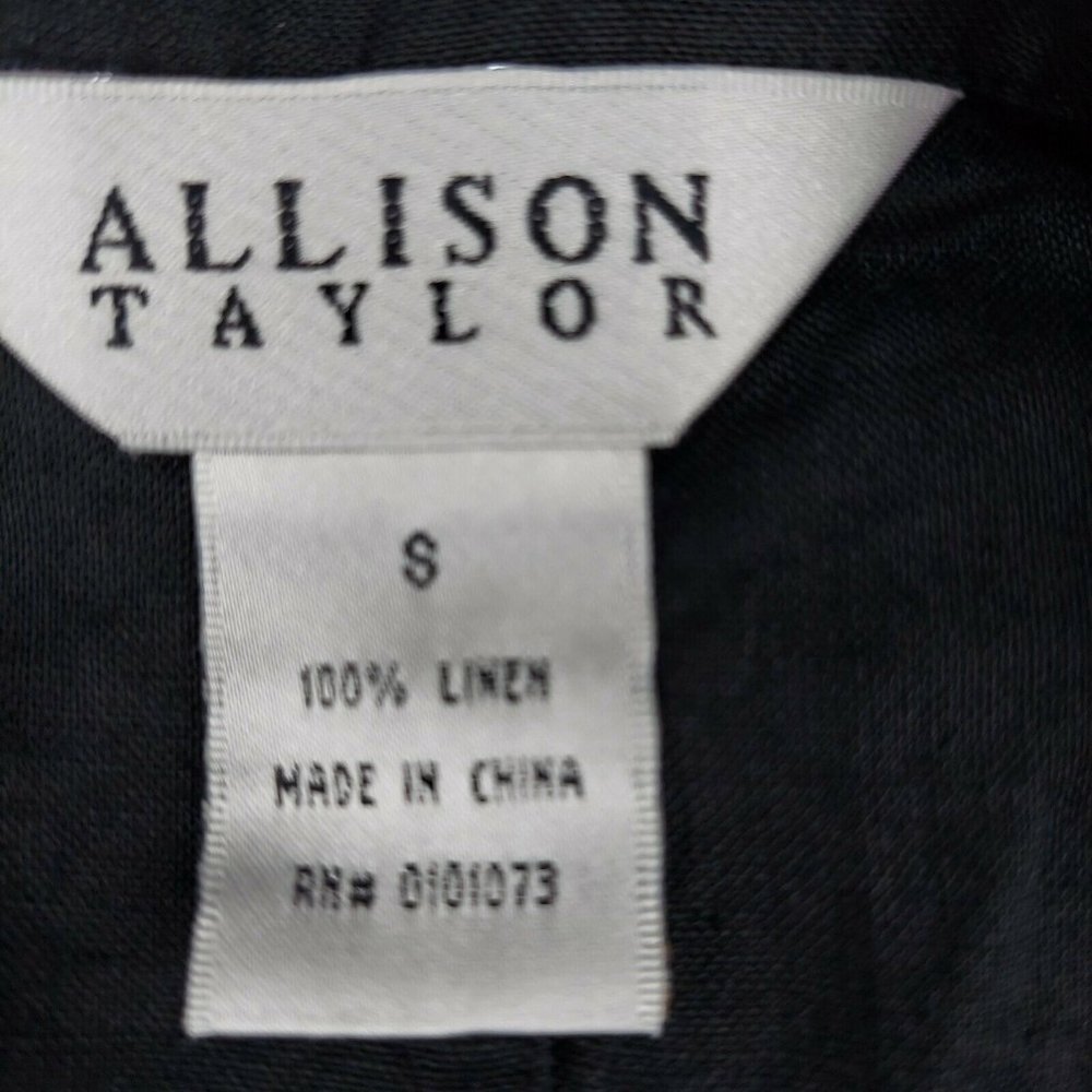 Allison Taylor Womens size Small Black Top Linen 3/4 Sleeve 100% linen EUC - Picture 7 of 8